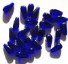 25 13x6mm Four Sided Transparent Cobalt Drop Beads